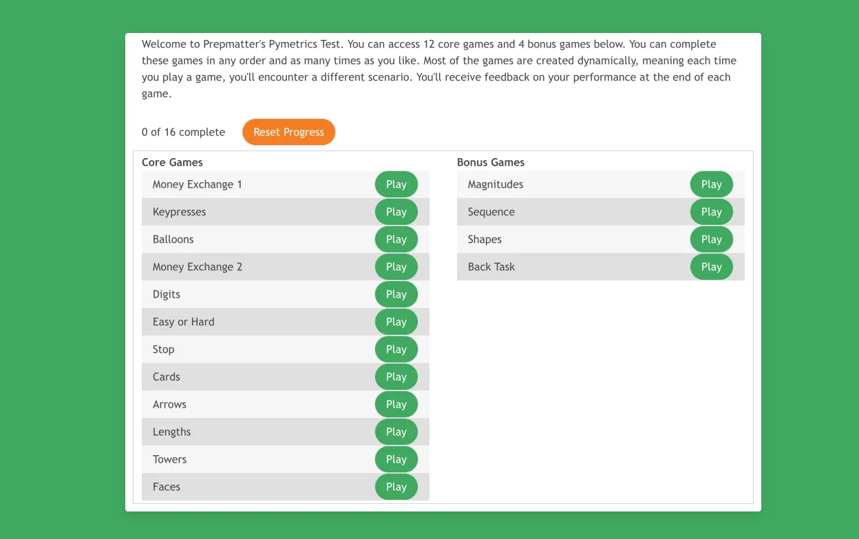Pymetrics Test- Complete Guide to All 16 Games